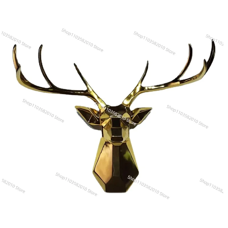 Nordic Entry Luxury Home Living Room Entrance TV Sofa Wall Decorative Electroplating Deer Head Wall-Mounted Ornaments Bar Club