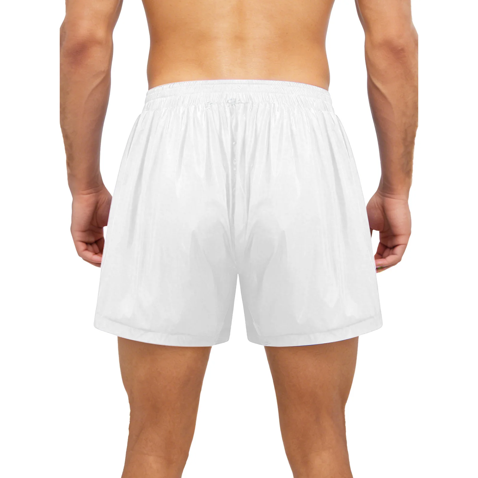 Men Waterpoof Swim Trunks Shorts Boxer with Pockets Stripes Elastic Waistband Athletic Bottoms for Swimming Gym Fitness Workout