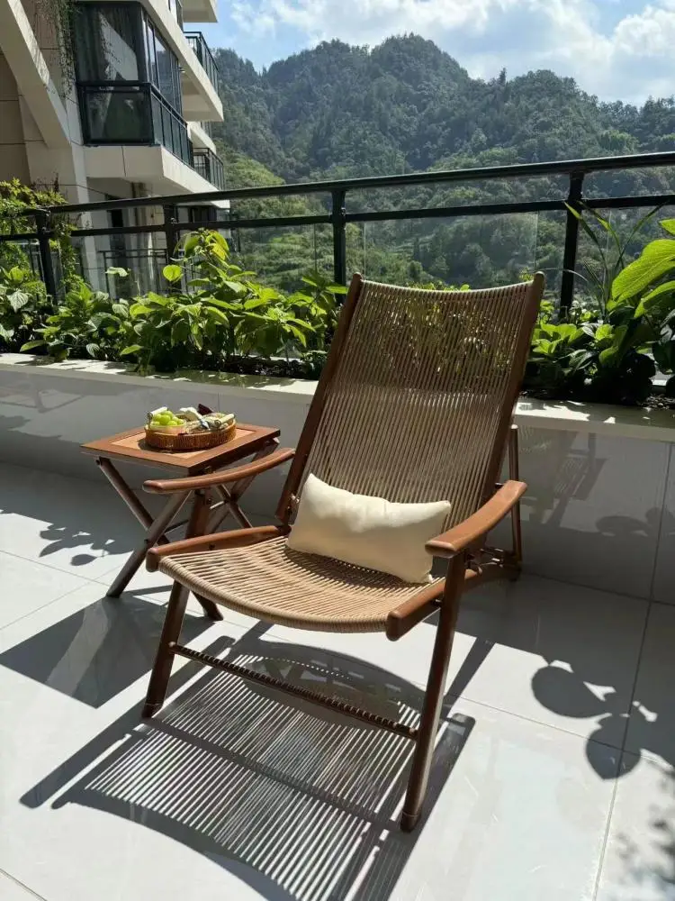 

Folding chair reclining household courtyard outdoor rattan balcony leisure Chinese lazy nap back