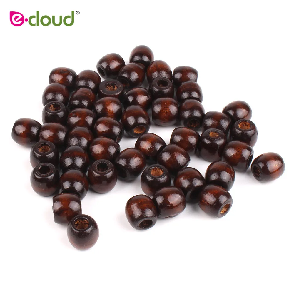 30pcs/bag 17mm Wood Hair Beads 8mm big Hole Dreadlock Beads for Jumbo Braid Dreadlock  Hair Accessories