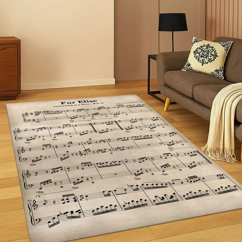 Music Theory Chart Guitar Chords Carpet Rug for Bedroom Living Room Sofa Playroom Doormat Home Decor,Kid Game Area Rug Non-slip