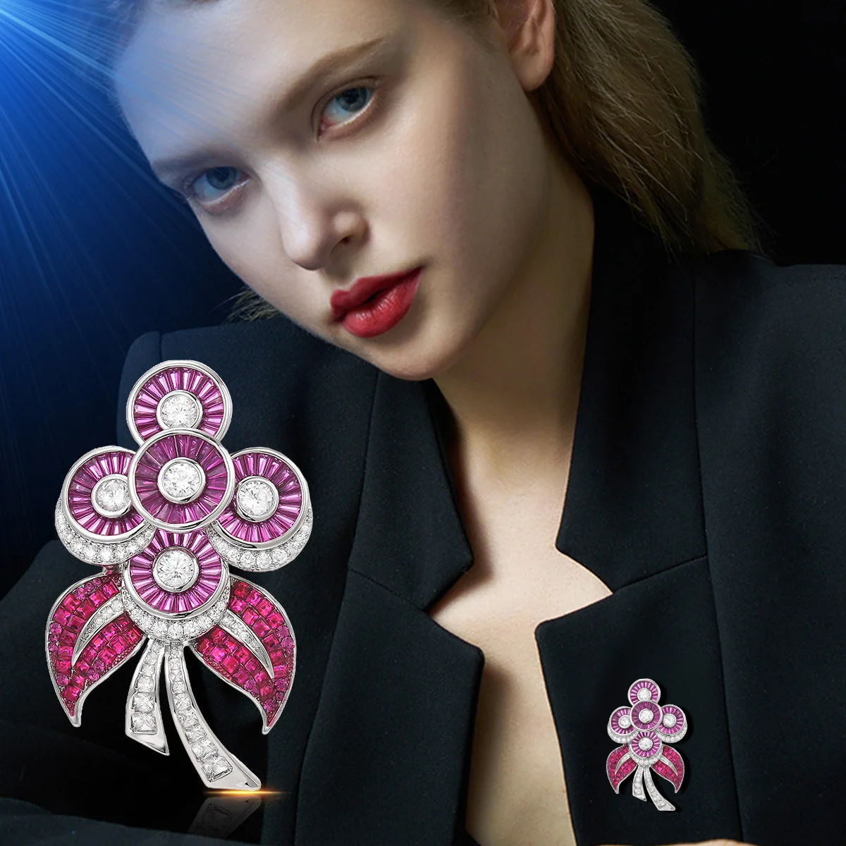 بروش زهر بوهينيا، دبوس طية صدر السترة مرصع بالزركون للبدلة، وصل حديثًا على شكل زهور أنيقة #3