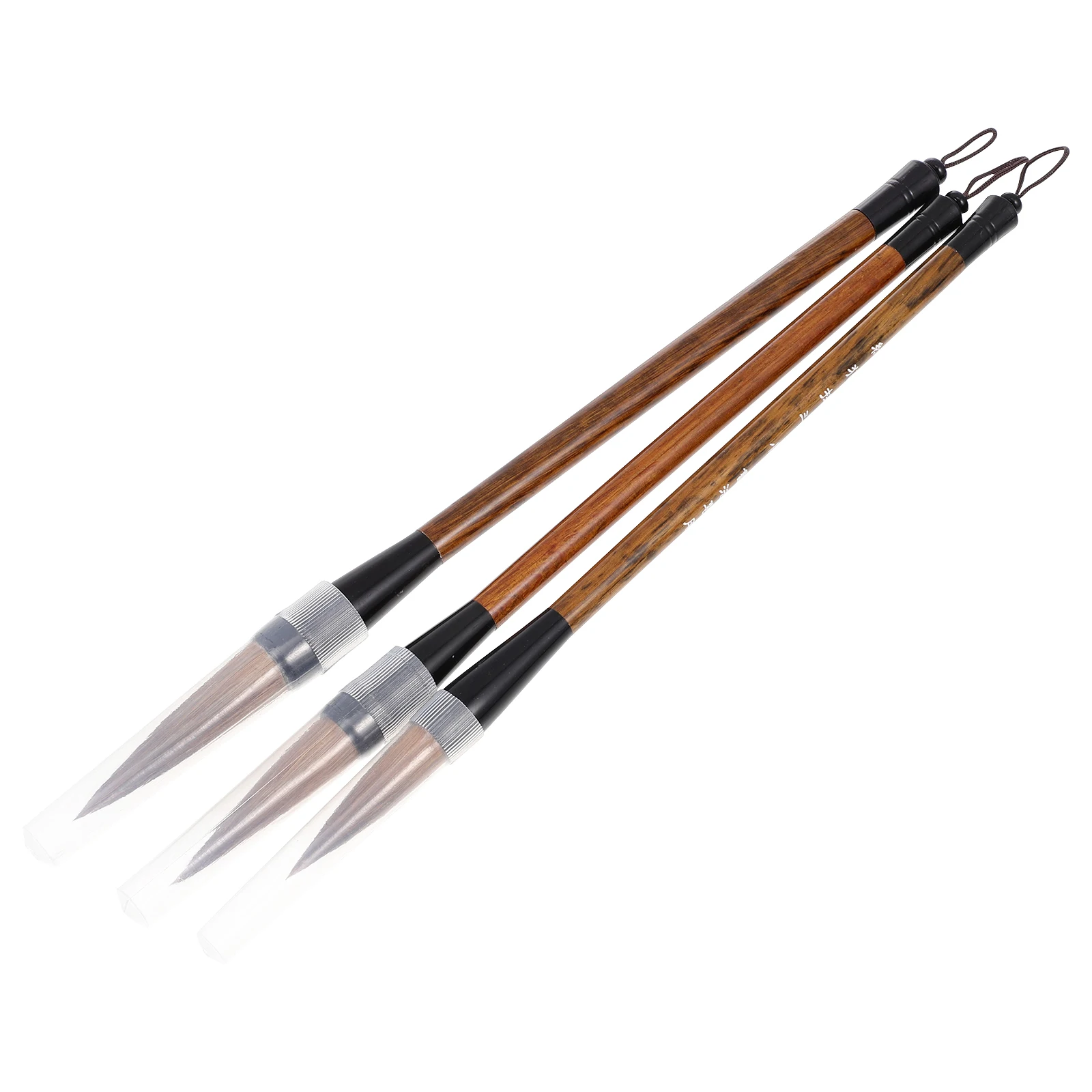 3Pcs Pure Wolf Hair Chinese Calligraphy Brushes Smooth Wooden Handles Comfortable Writing Painting Tools Traditional Ink Brush