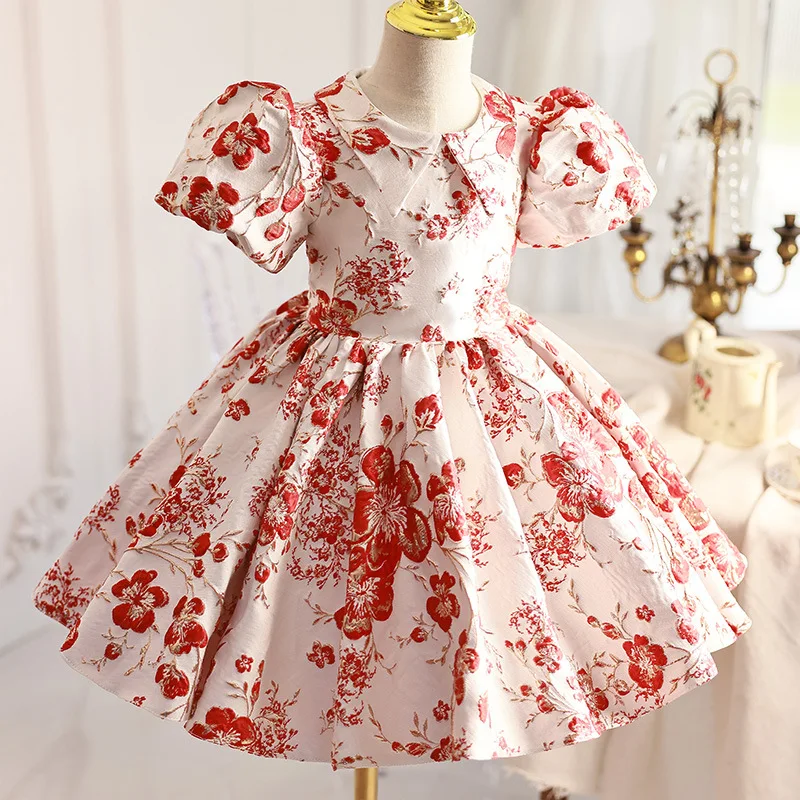 Design Girls Spanish Floral Ball Gown Baby Royal Lolita Princess Dresses Infant Birthday Christening Dress Girl Luxury Clothes