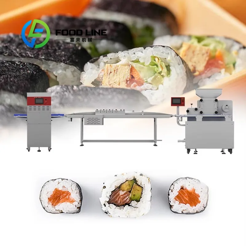 Full Automatic Sushi Roll Production Line Waterproof Panel Serves As Commercial Sushi Making Production Line For Humid Kitchen