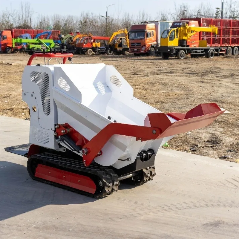 HT500 Hydraulic Self Unloading Tracked Carrier Small Crawler Dump Truck For Mountain Farm Orchard Material Transport Work