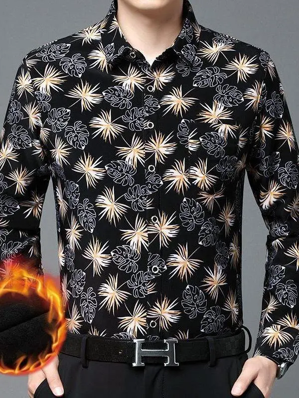 

Мужская утепленная футболка с начесом на осень-зиму, новая, теплая, с принтом, с воротником, длинный рукав, для повседневной носки и делового стиля