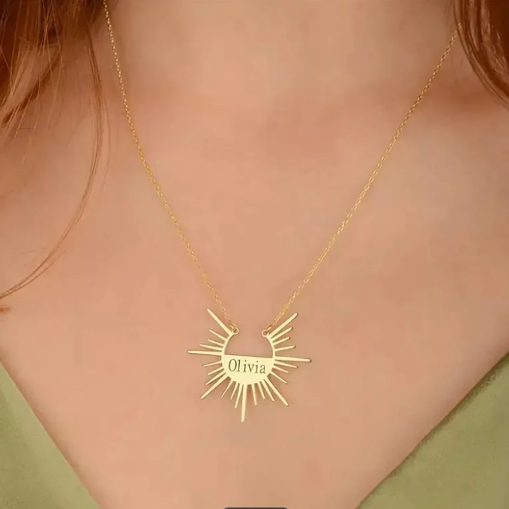 

Индивидуальный модный и универсальный кулон со звездой, имя с лазерной гравировкой, изысканный подарок для семьи и друзей