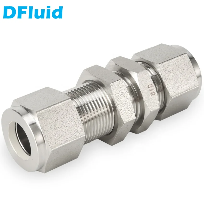 Stainless Steel 316 Bulkhead Union Double Ferrule Compression Fitting 30MPa 1/8