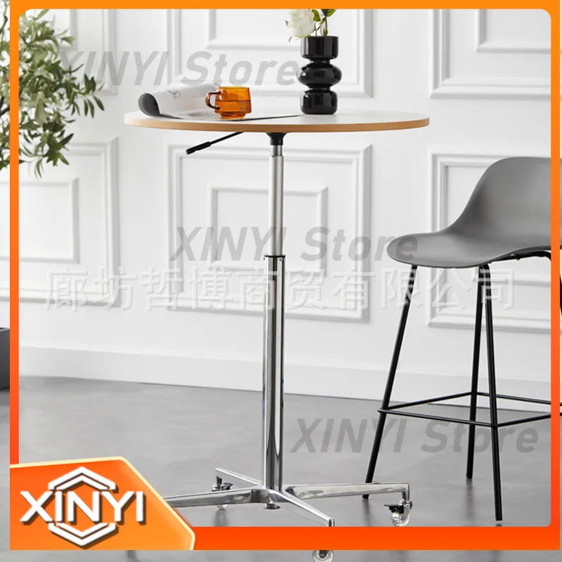 Medieval Style Simple Movable Dining Table Household Lift Bar Table Coffee Shop Table