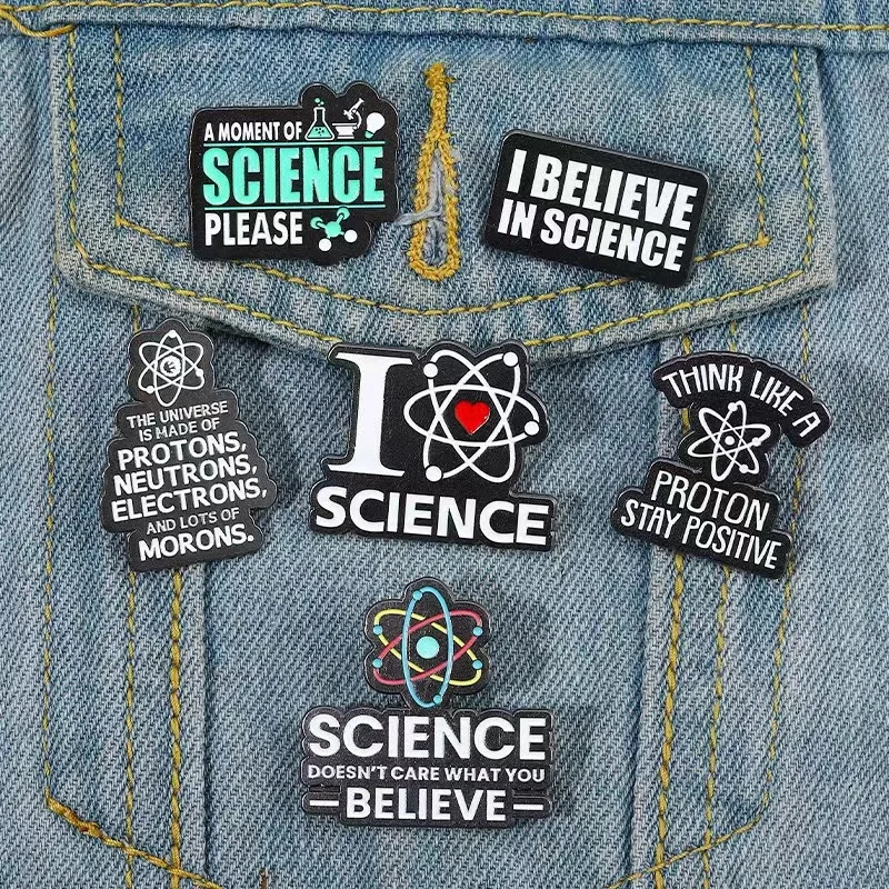 I Love Science Enamel Pins I Believe in Science Chemical Metal Badge for Backpack Fun Line Decoration Lapel Pin for Friends Gift