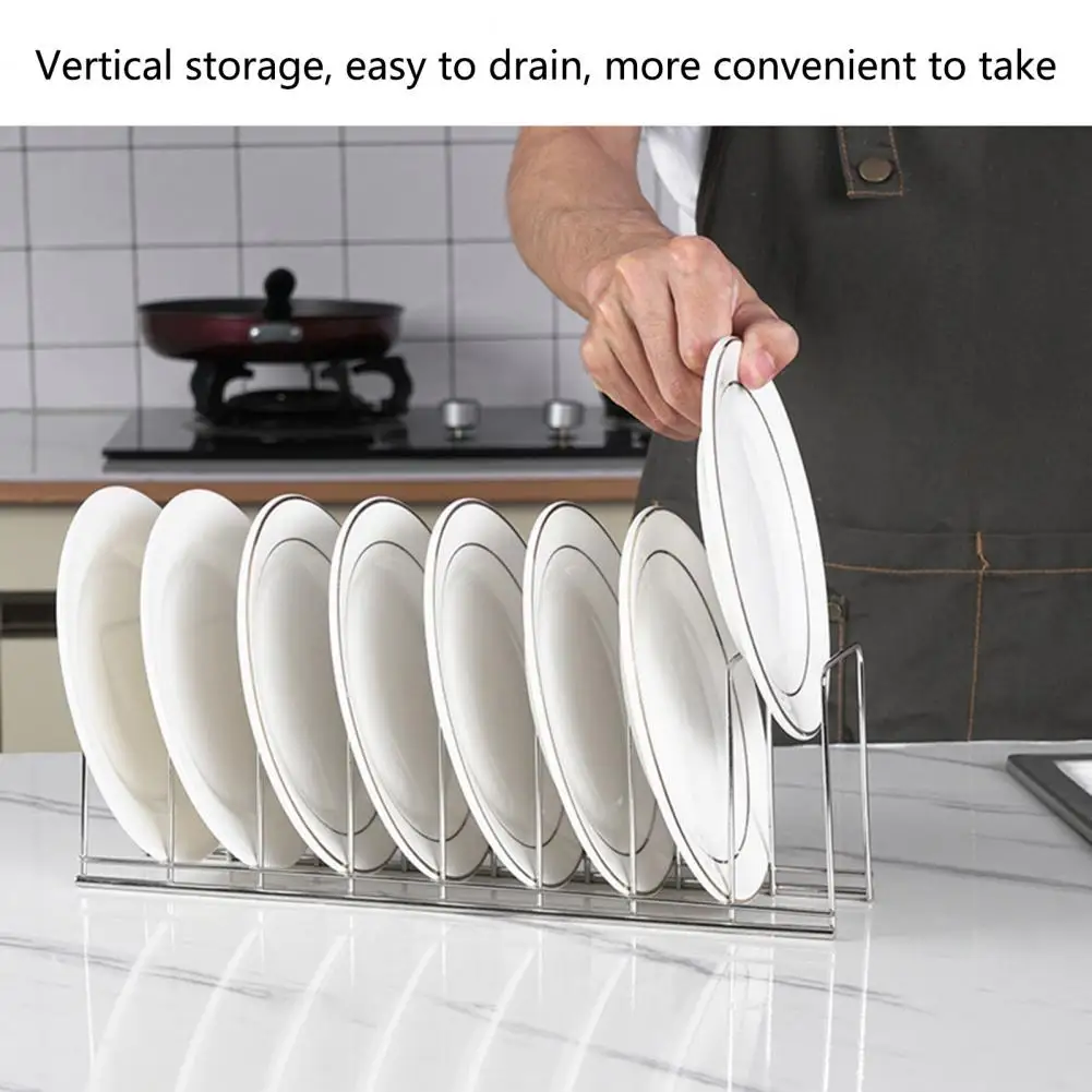 Countertop Dish Rack Pan Storage Rack Stainless Steel Dish Storage Rack Space-saving Plate Pot Lid for Kitchen for Cutting