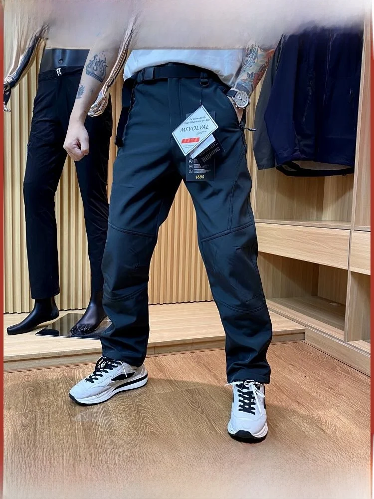 

Outdoor Softell Fce Lined Straight Leg Casual Pants Waterproof Windproof Tee Proof Fabric Autumn Winter New Sle Trendy