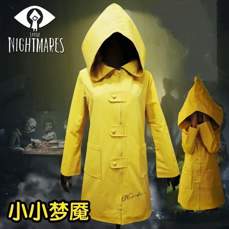 Little Nightmares 2 Monkey Six Cosplay Costume Hungry Kids Little Six Yellow Long Jacket Coat Halloween Suit Raincoat