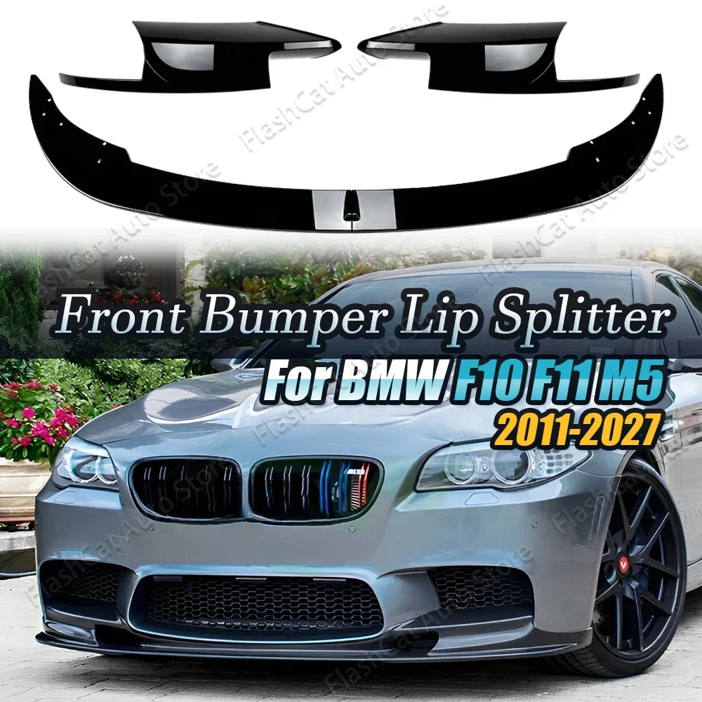 Front Bumper Lip Side Splitter Diffuser Spoiler For BMW F10 F11 M5 2011-2017 Fog Lamp Air Vent Intake  ABS Tuning Body Kits 