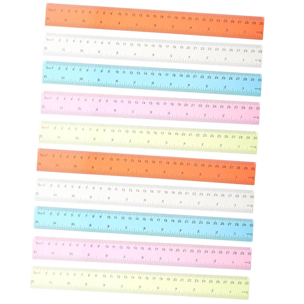 

10Pcs Multi-Use Colorful Plastic Straight Rulers Measuring Tools for Classroom Office Student Engineer Use Rulers