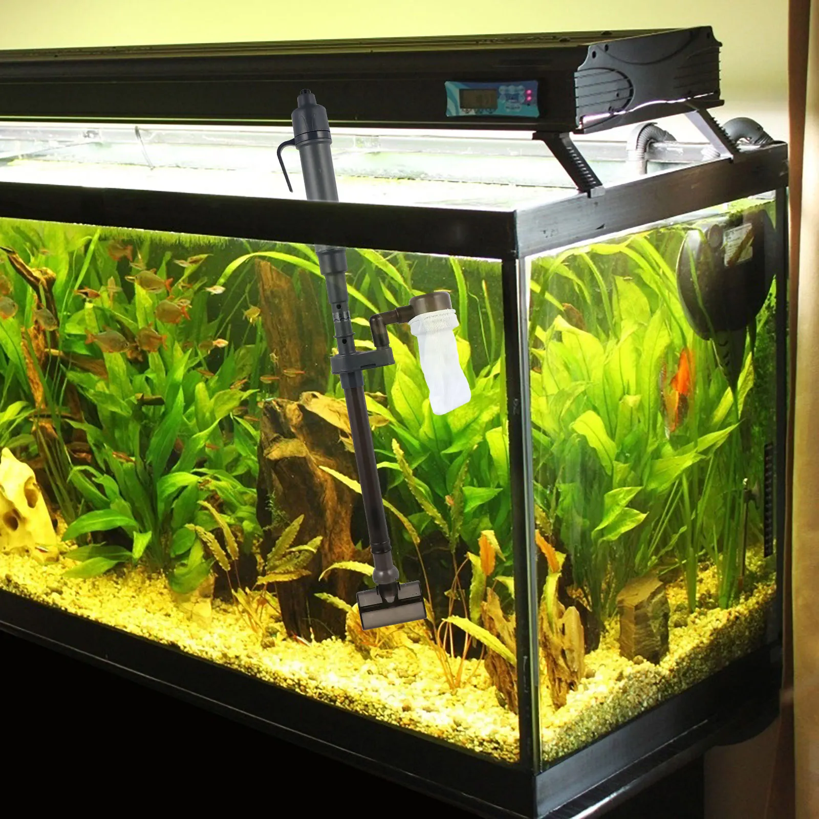 

1 Set Automatic Fish Tank Gravel Cleaner Water Changer Siphon Tool Washer Adjustable Aquarium Brushing