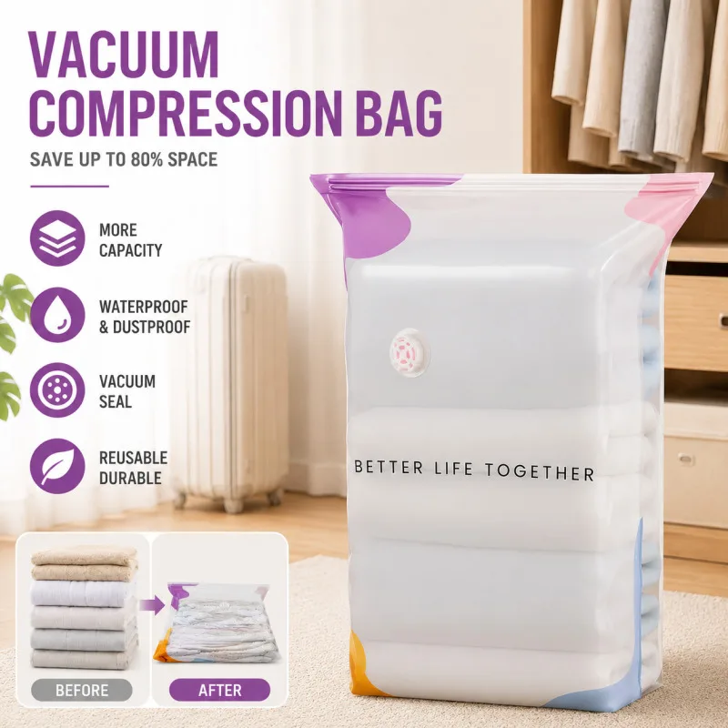 Vakuum-Aufbewahrungsbeutel Ohne Pumpenbedarf 3D Aufrechtes Design Ein Beutel für die Ganze Familie Platzsparer für Kleidung Bettwäsche