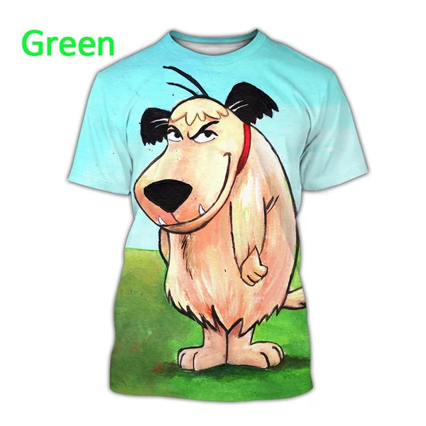 2024 Summer New Fashion Cartoon Muttley Wacky Races 3D Printed Men\'s Casual Funny Crew Neck Short Sleeve