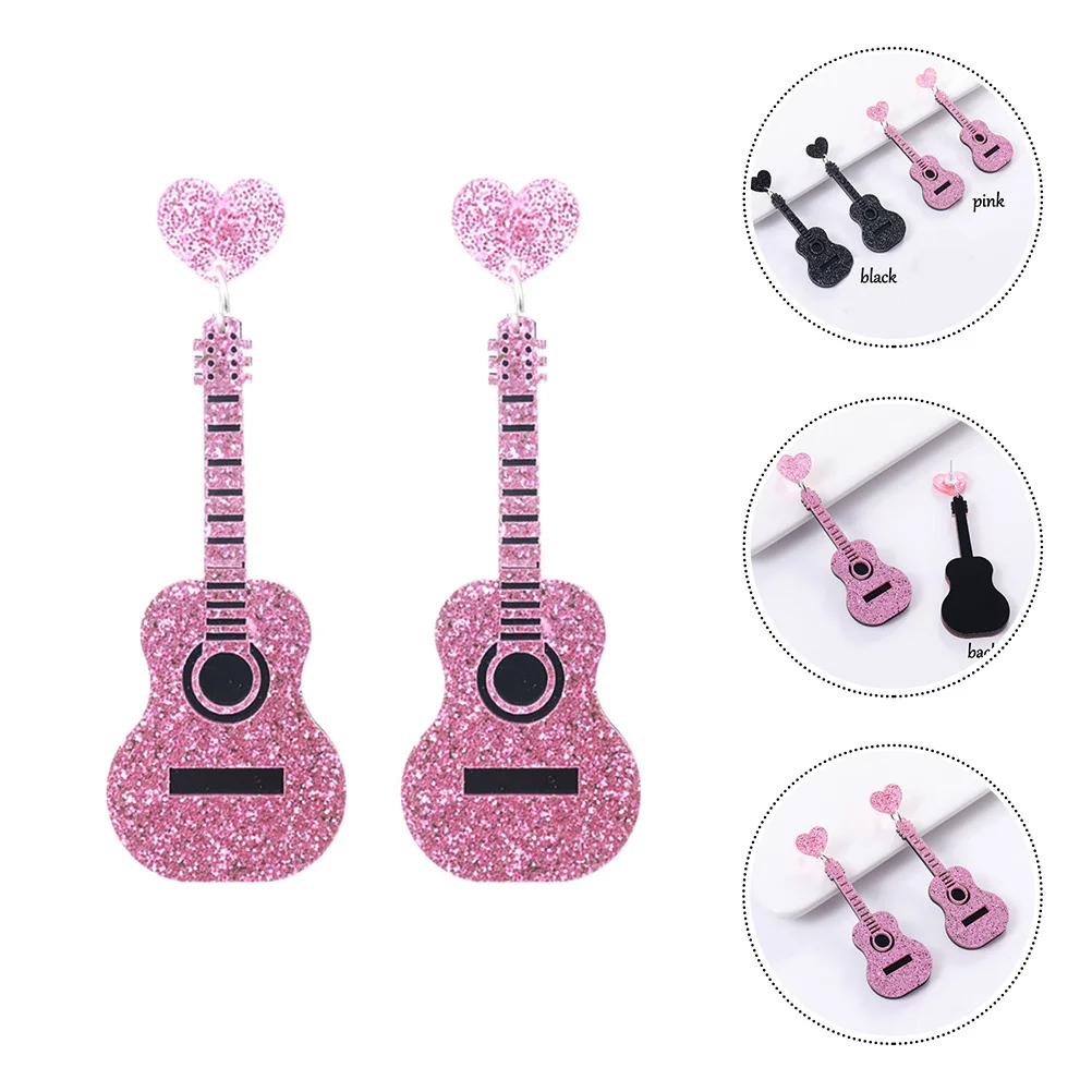 

Classical Guitar Earrings Stylish Dangling Earbob Jewelry Creative Pendant Accessories Long Lasting Color Trendy Party Everyday