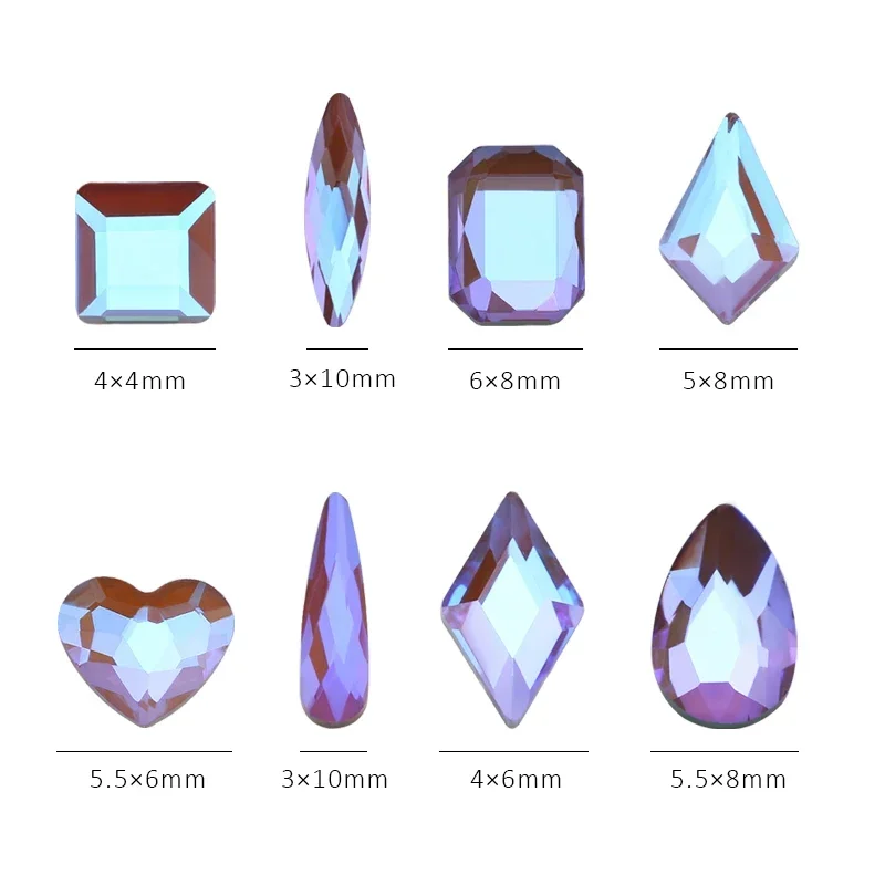 Diamantes de imitación en forma de uñas, 50/100 piezas, gota de cristal, Flecha de rombos, piedras planas de colores, gemas 3D, decoración artística para uñas