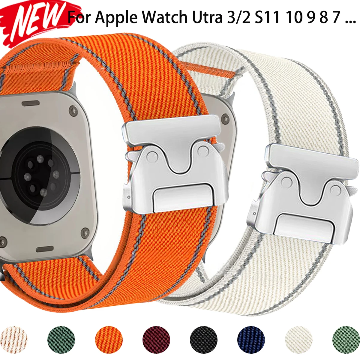 Reflektierendes Nylon-Armband für Apple Watch Ultra 3/2 49mm 38 40 45mm Fallschirmschnalle Elastisches Sportband für Iwatch S11 10 9 8 SE3