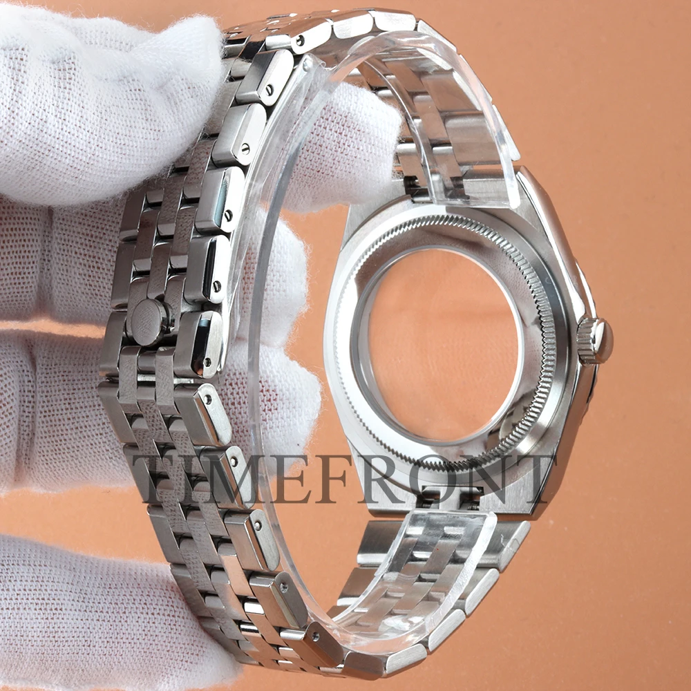 Silvery 40mm Case with Bracelet Sapphire Glass Fit Land-Dweller Seiko NH35 NH36 NH38 Movement 33.8mm Dial Waterproof Watch Case