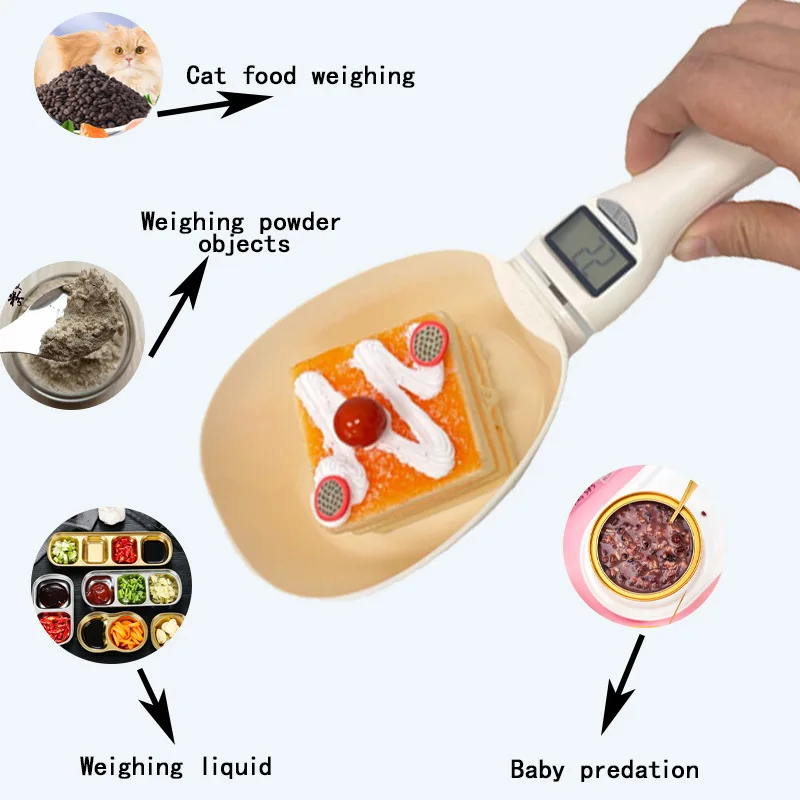 Digital Electronic Measuring Scoop with LED Display, Kitchen Tool, Food, Coffee Powder Scale, Baking Scale, Dog and Cat Measurin