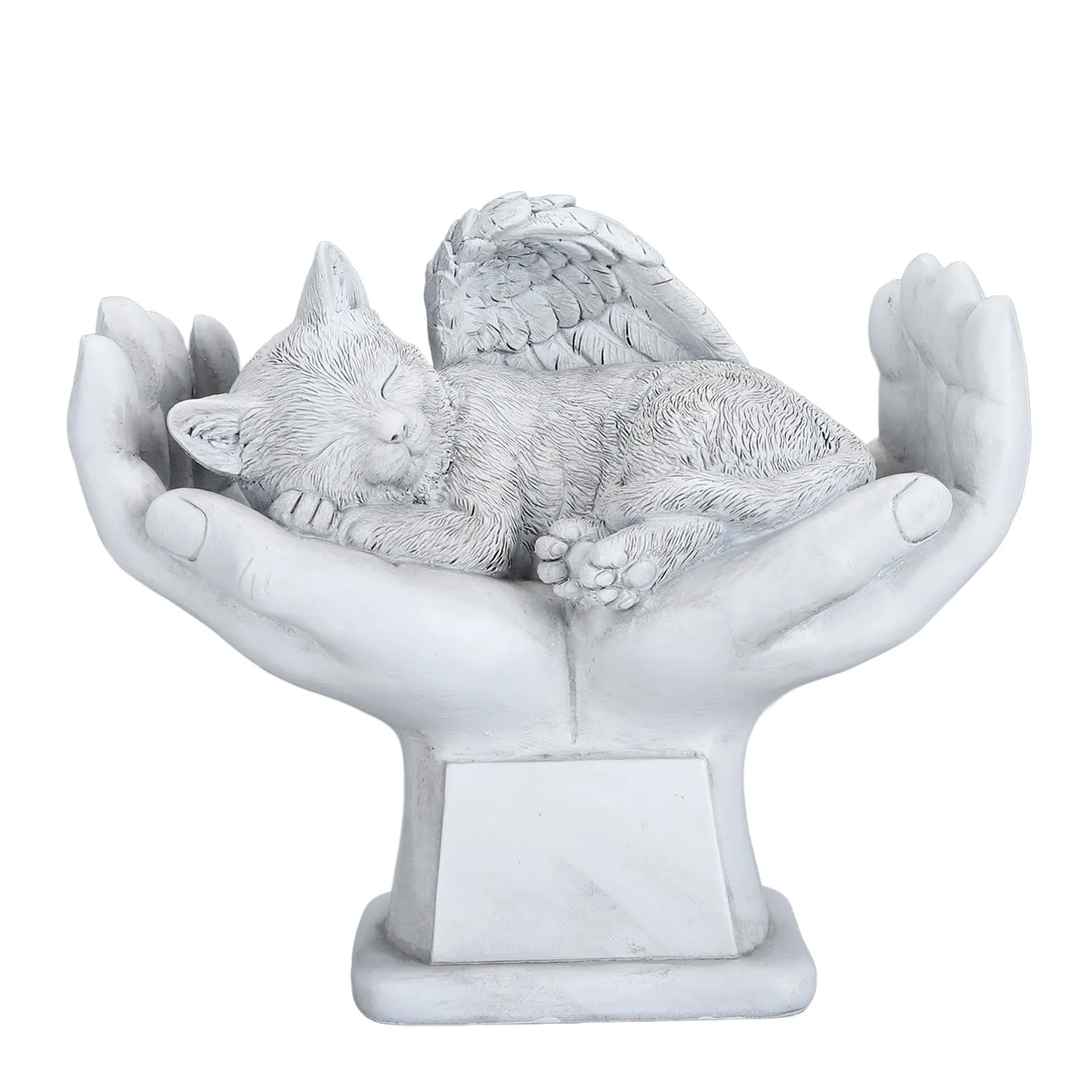 ZK30 Pet Memorial Statue Outdoor Garden Decor Ornament Angel with God Hands Gravestone Cat