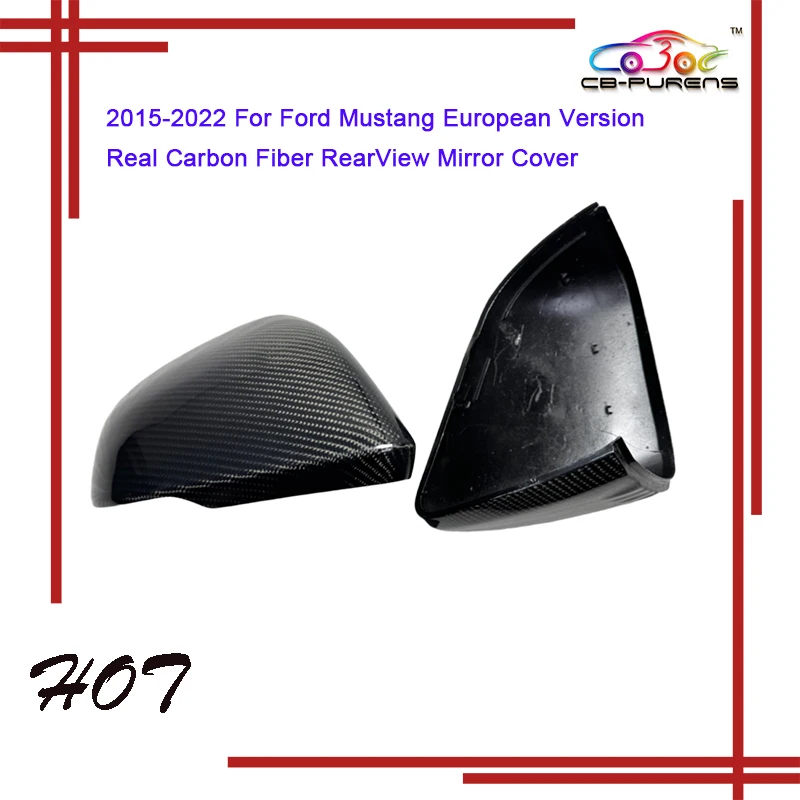 

Крышка зеркала заднего вида 2015-2022 для Ford Mustang, европейская версия OEM/OX, форма рога, наклейка на/замена, тип настоящего углеродного волокна