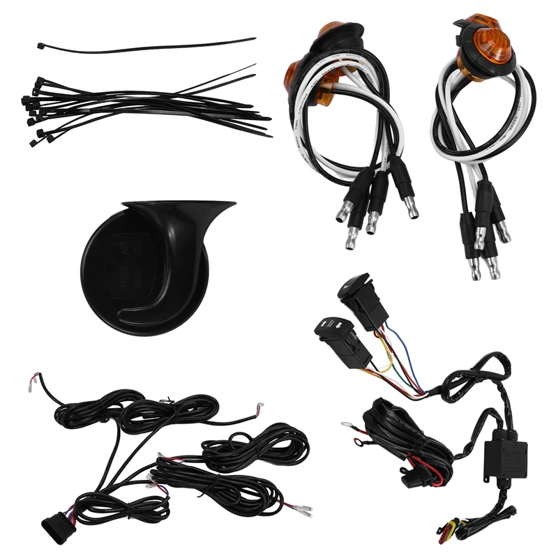 UTV Turn Signal Kit,UTV ATV Street Legals Turn Signals, 110D Horn, Plug And Play Signal Light Kit,Horn Turn Signal