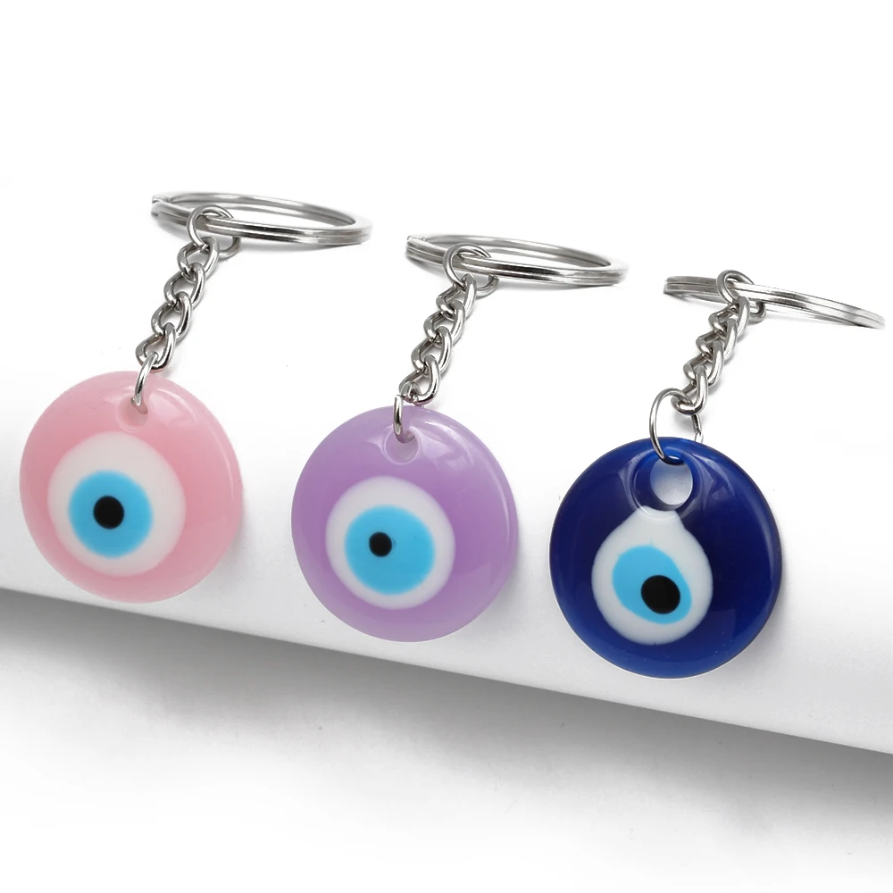 Lucky Eye Plastic Turkish Evil Eye Keychain Cute Alloy Key Chain Bag Car Keyring for Women Men llavero porte clé מחזיק מפתחות