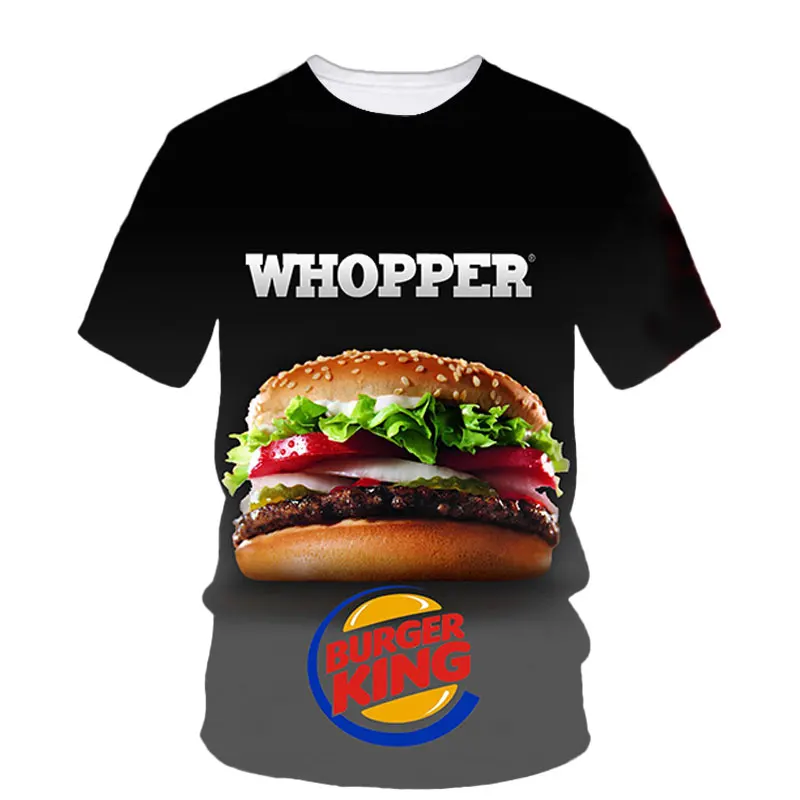 Burger Fried Chicken Hip Hop Summer Men\'S T-Shirt Youth Vibrant Neutral 3d Print Quality Short Sleeve O Collar Quality Top Shirt