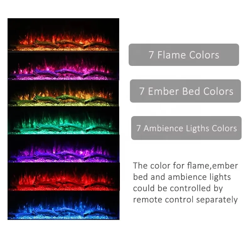 40 Inch Electrical Fireplace Indoor  Wall Recessed Electric Heater Decor Flame LED Multi Colors 3 Sided Electric Fireplaces xyl