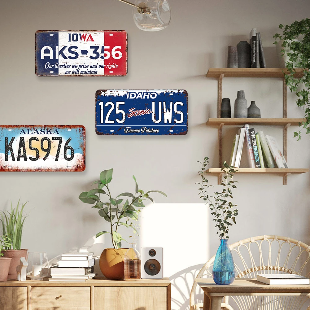 9 قطعة لوحة ترخيص لوحة معدنية عتيقة طقم طلاء حديد مستطيل 30x15 سنتيمتر #2