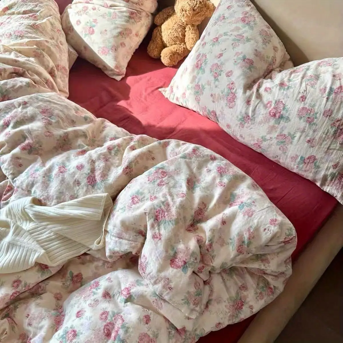Cute Bedding Set Soft Kids Adult Single Double Queen Size Duvet Cover Flat Sheet Pillowcase Girls Boys Home Totel Bed Linens
