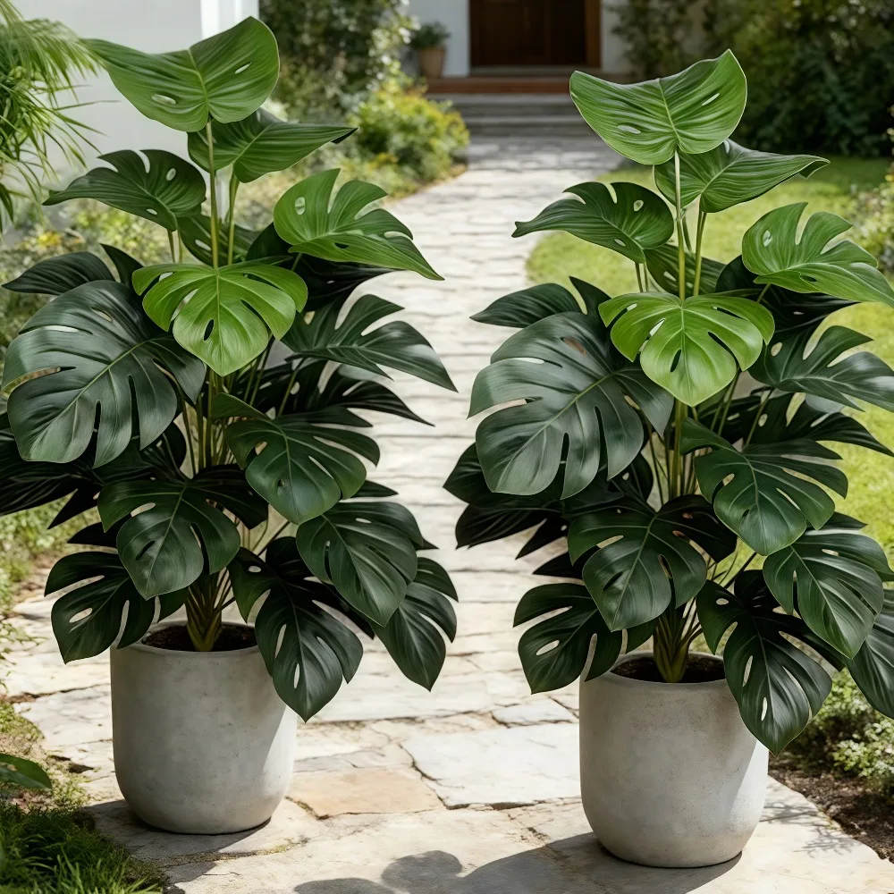 1 Stück Künstlicher Monstera-Baum, Gefälschte Palmpflanzen, Plastik-Schildkrötenblätter, Tropische Landschaftspflanzen für Heim, Garten, Büro-Dekoration 2026 – Detail 3