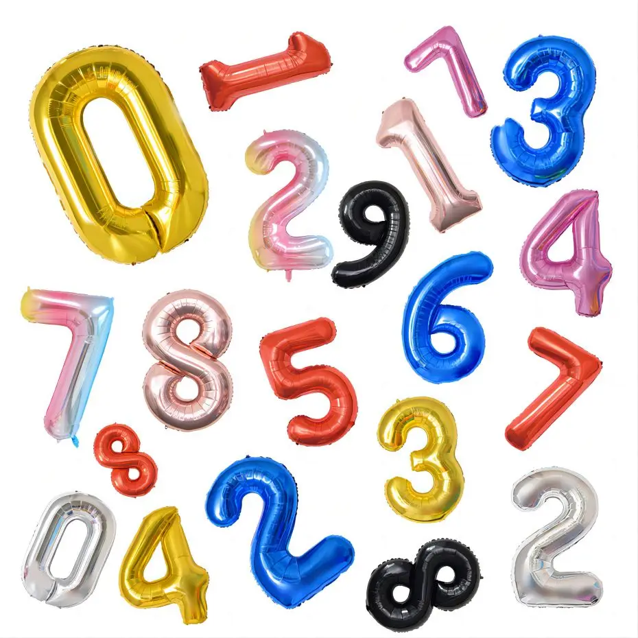 

40Inch Big Foil Birthday Balloons Helium Number Balloon 0-9 Happy Birthday Wedding Party Decorations Shower Large Figures Globos