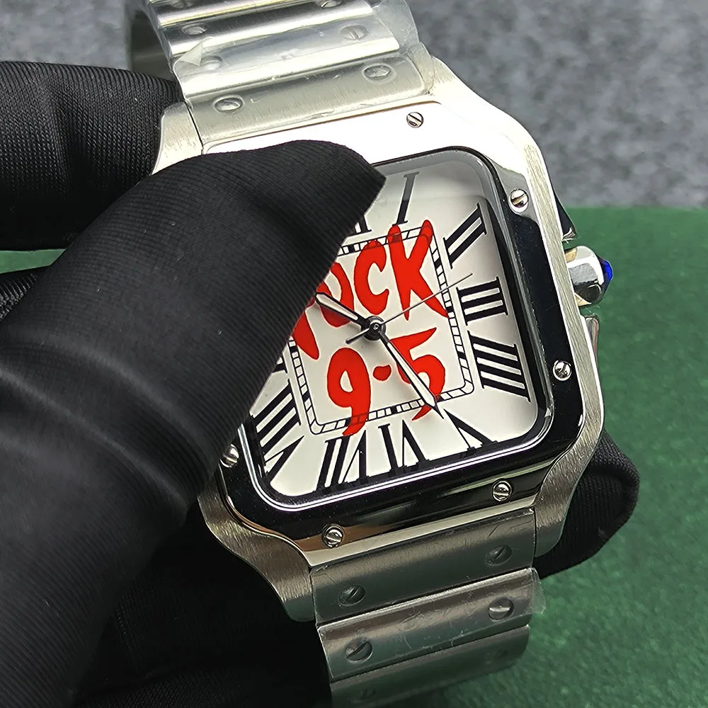 38MM NH35 Watch  Men's Watch Square Watch Santos Watch Men's Stainless Steel Watch NH35 Movement