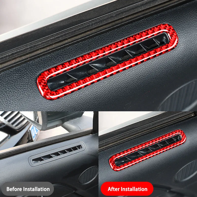 For Ford S550 Mustang GT 2015-2021 Carbon Fiber Side Car Door Defogger Air Vent Outlet Sticker Interior Modification Accessories