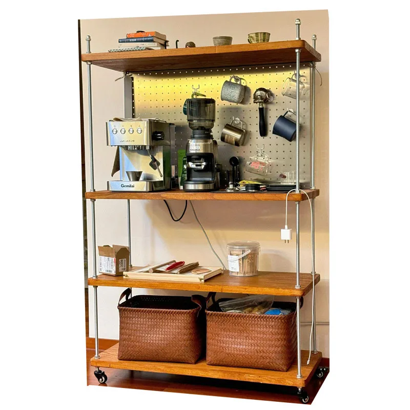 

Retro tea cabinet, locker, shelf, screw coffee cabinet, medieval dining side solid wood