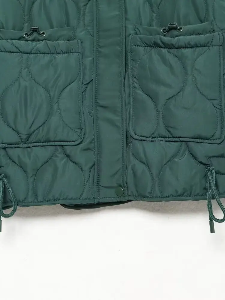 Frühling 2026 Damen-Mantel mit lockerer Passform, leichte Baumwolle, Jaet-Rautenmuster, Stehkragen, lässig, Pendeln, lang, Sve Zi...