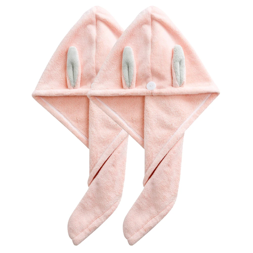 

2Pcs Soft Coral Fleece Fast Drying Head Towels Comfortable Hair Wrap Girls Water Absorption Towels Practical Bath Towels