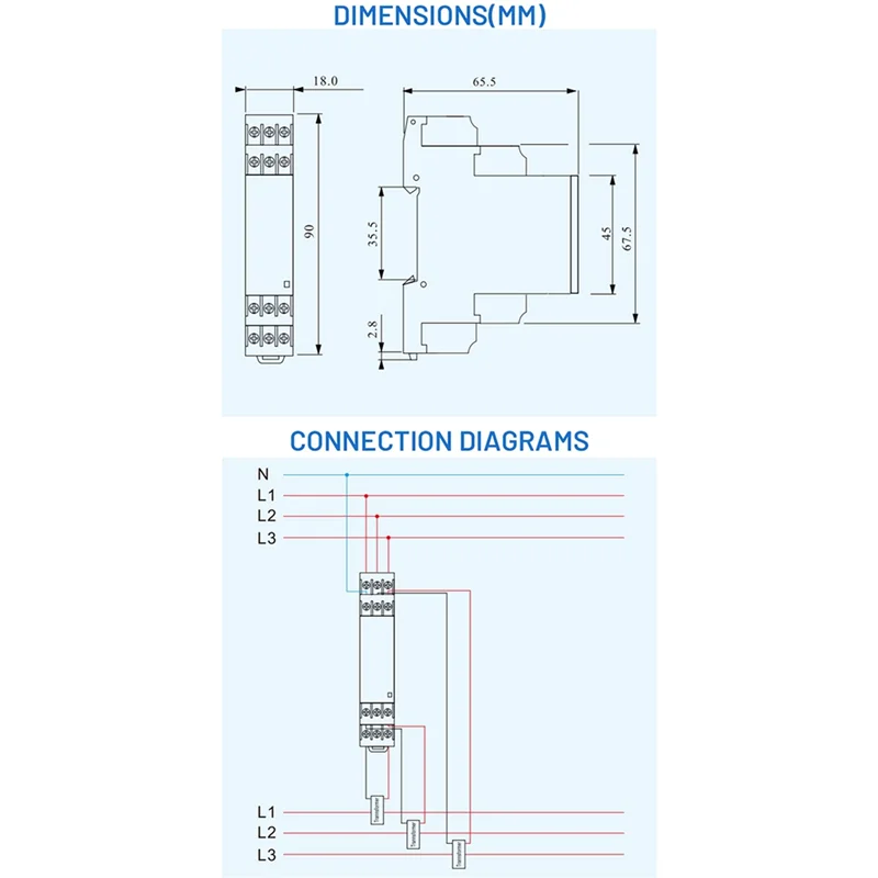 ABKI-Zigbee Three-Phase Energy Meter 100-240V Mobile AppรีโมทคอนโทรลในครัวเรือนMultifunction Rail Energy Meter