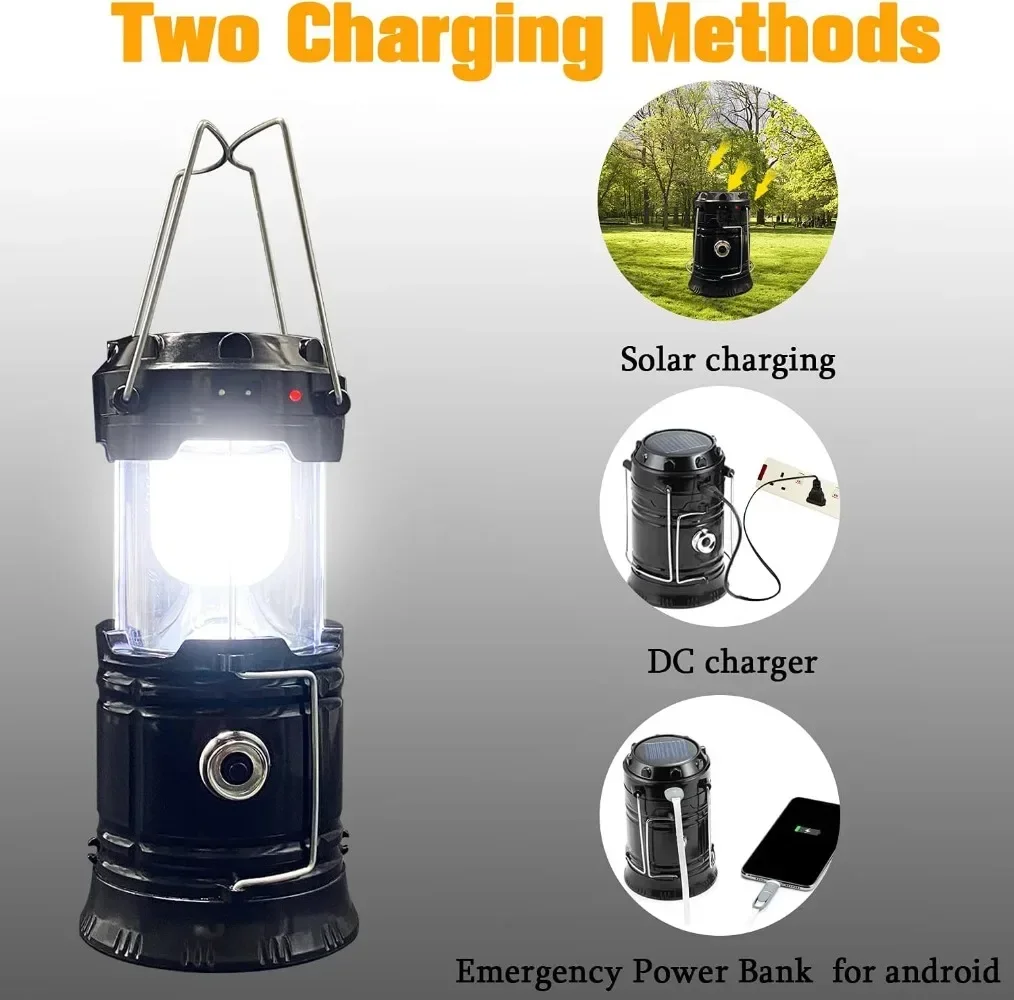 Solar LED Portable Lantern Telescopic Torch Lamp Multi-function Outdoor USB Charge Camping Emergency Tent Lamp Outdoor Lighting