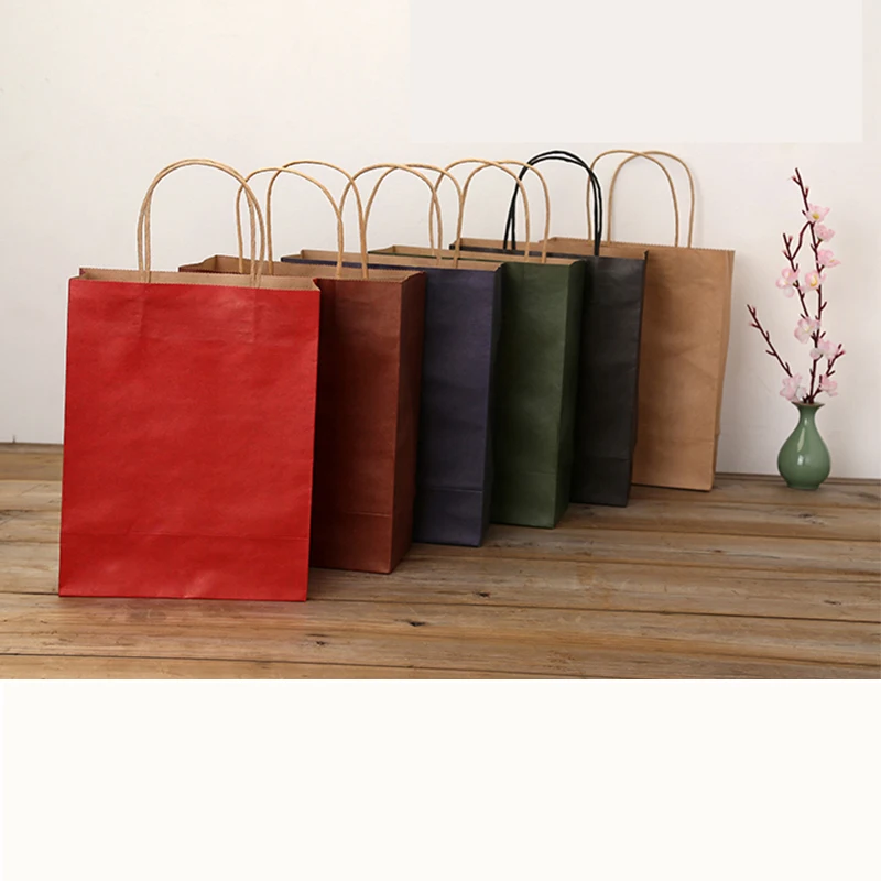 

10 pcs Party Gift Bag Recyclable Kraft Paper Shopping Bag Valentine's Day Wedding Candy Gift Bag Delivery Packaging Handbag