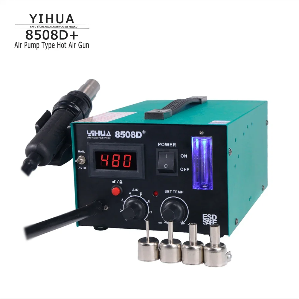 Hot Air Welding Station YIHUA 8508D+ ESD Rework Station  for Mobile Phones Computers Repair Air Pump Type LED Display Heat Gun