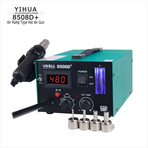 열풍 용접 스테이션 YIHUA 8508D+ ESD 리워크 스테이션 (휴대폰, 컴퓨터 수리용 에어펌프 타입 LED 디스플레이 열풍기)