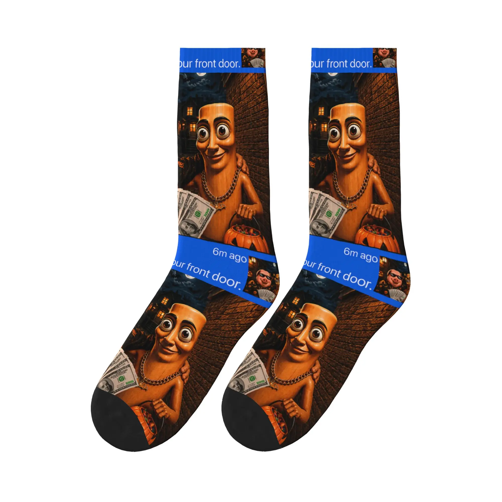 Tung Tung Tung Sahur John Pork Meme Brainrot Socks  Non Slip Stockings Men Breathable Cycling Socks Winter Casual Graphic Socks