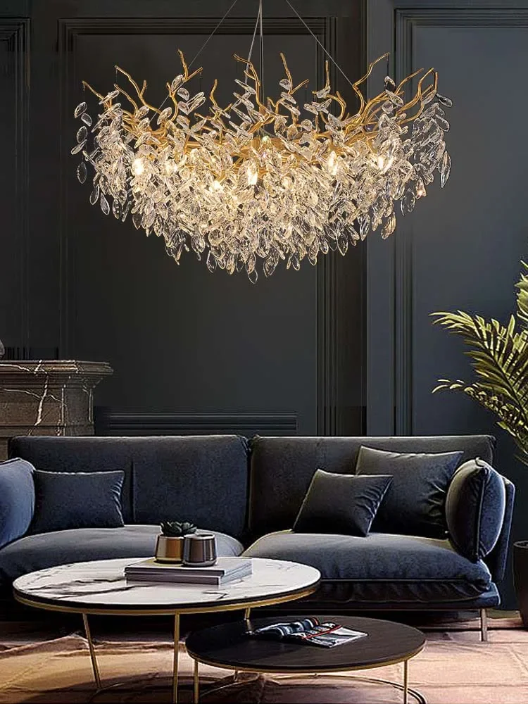 Modern French Modern Luxury Upscale Ambiance Lamp Dining Room Bedroom Duplex Ceiling Light Luxury Tree Branch Crystal Chandelier